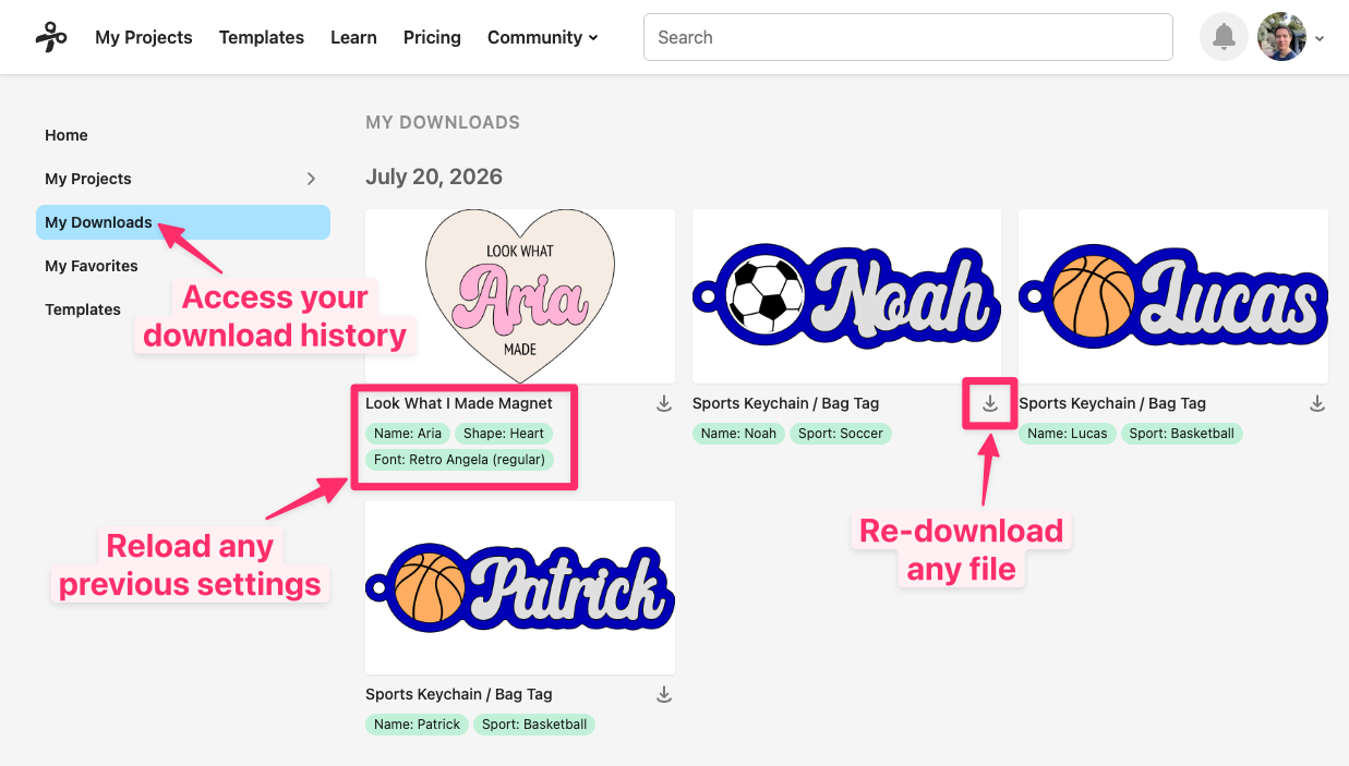 All your Cuttle downloads in one place