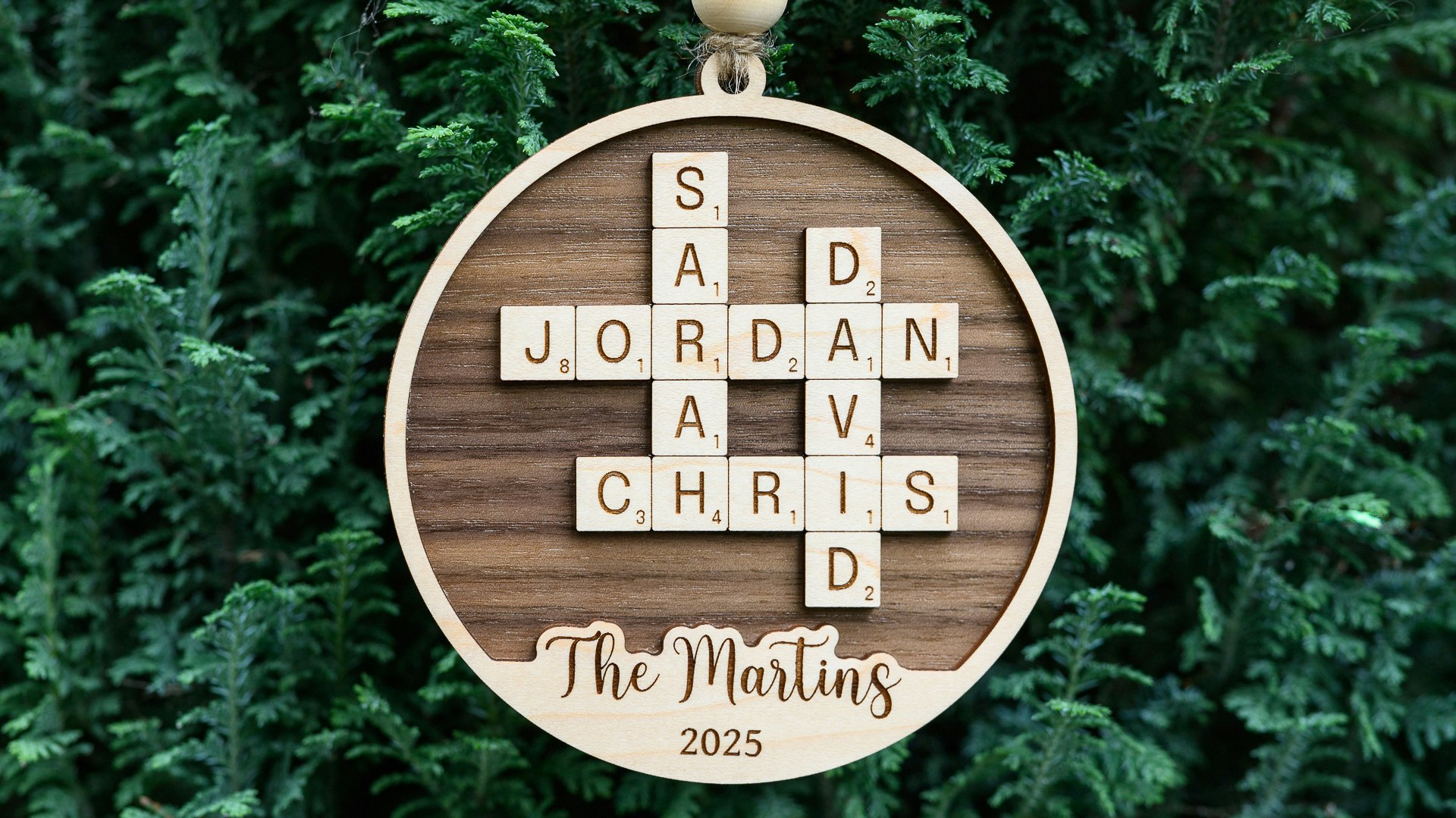 Family Names Crossword Ornament - SVG Generator